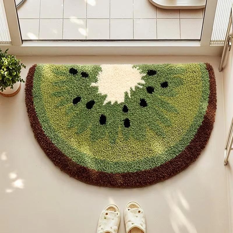 Cute Fruit-Patterned Carpet, Absorbent Semi-Circular Floor Mat For Children'S Bedroom As A Home Decoration