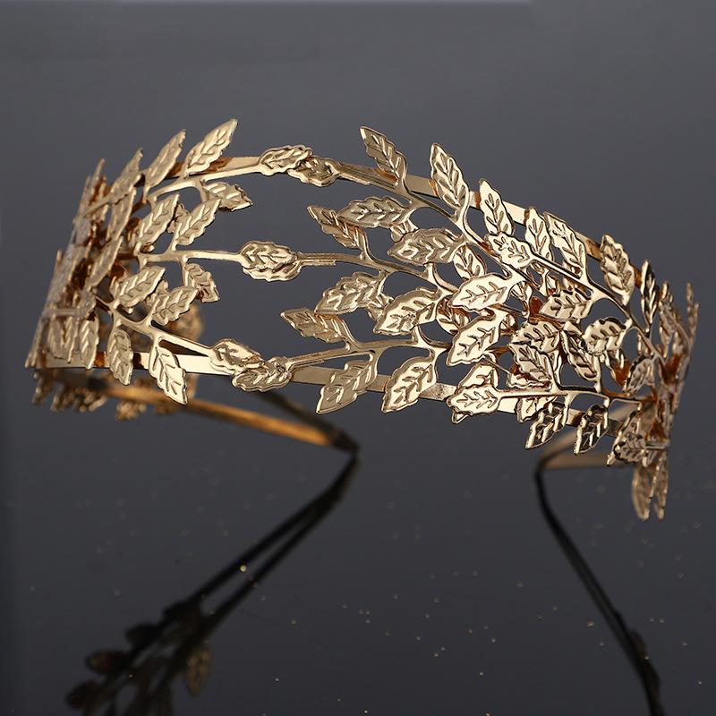 Rochie de coroană în frunze de păr în stil baroc, bijuterii pentru coroană în frunze de aur la modă în stilul fetei Mori