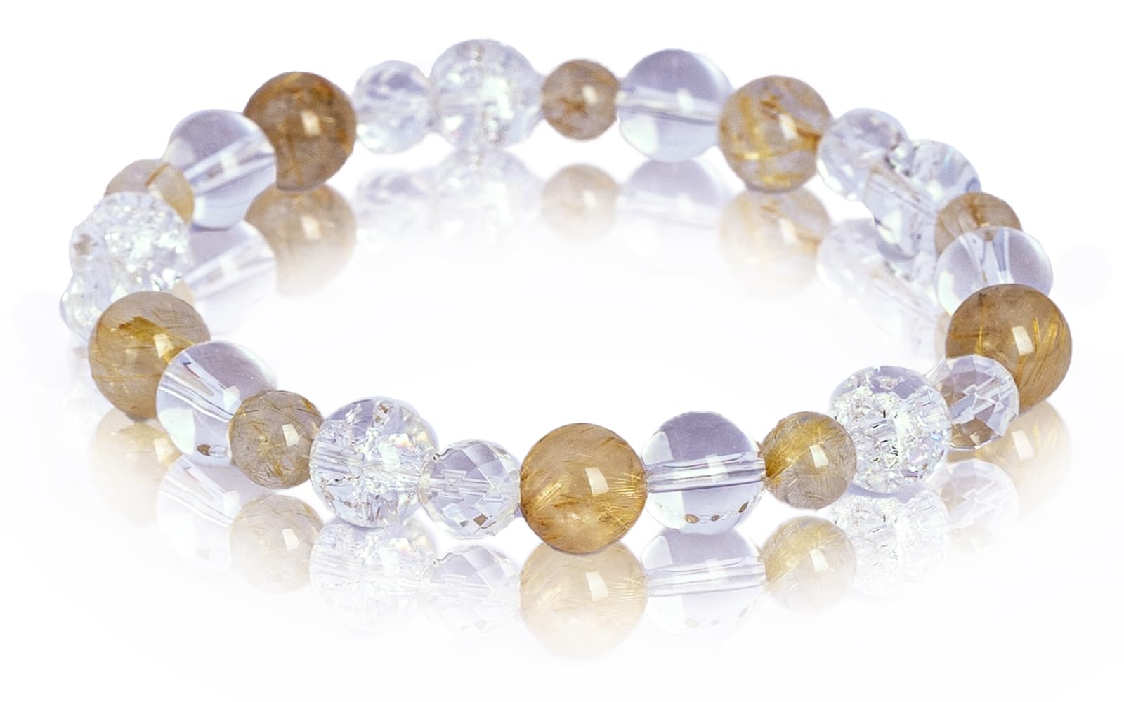

Power Stone Rutilated Bracelet Natural Stone Rutilated Quartz Good Luck Good Luck Money Purification Amulet [Kyojudo] Women s (Rutilated Quartz, 16cm)