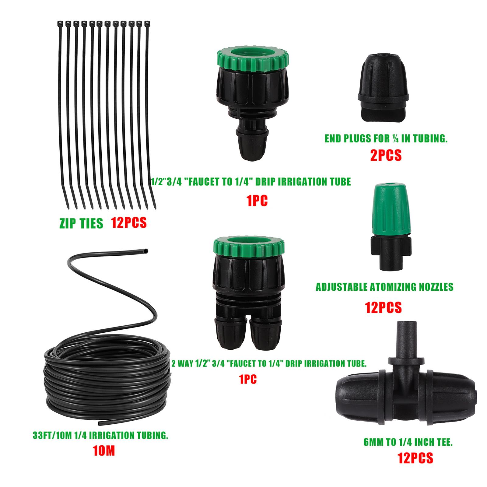 10M Adjustable Misting Watering Kit Garden Automatic Irrigation System Flower Vegetable Sprayer Cooling Dust Removal Device
