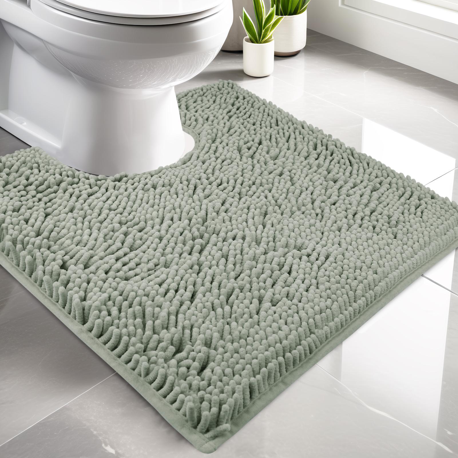 

Luxury Chenille Toilet Rugs U-Shaped 50X50cm Soft Absorbent Non-Slip Contour Bathroom Rugs Machine Washable Contoured Bath Mats 500MMx500MM сірий