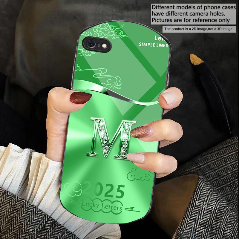 Gradient yellow letter M For iPhone 17 16 15 14 Pro 13 Plus 12 mini 11 Pro Max XR X S 7 8 Elliptical Tempered Glass Phone Case