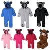 Boys and Girls Bear Long Sleeve Hooded Foot Wrapped Bodysuit Crawling Suit