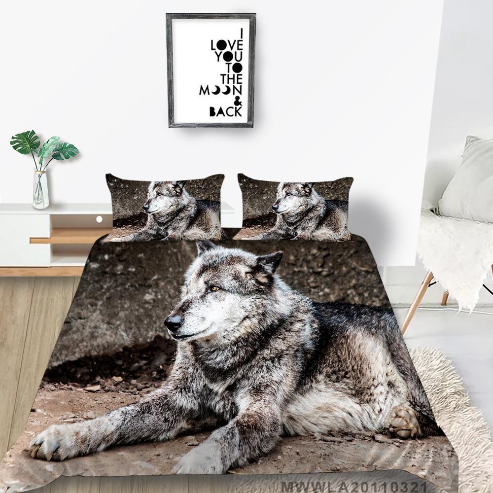 2023 New Style Unique Design Bedding Cover Suit Fashionable Decorative Wolf Printed Home Textiles Queen King Size Bedding