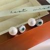 Exquisite Green Diamond Pearl Earrings for Women with Light Luxury High-end Niche Design