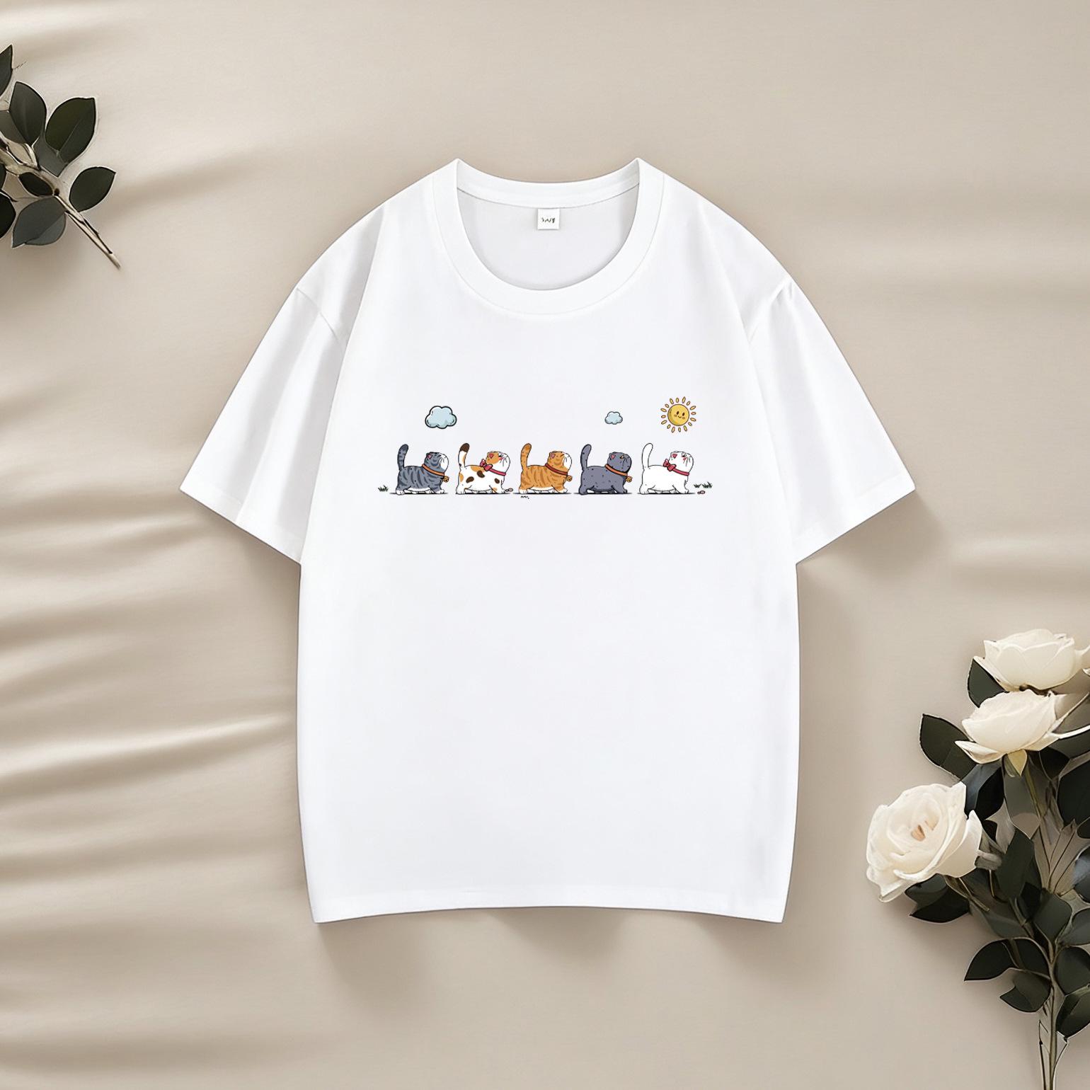 

220g Kids Combed Cotton Cartoon T-shirt – Trendy Short Sleeve for Boys & Girls 150 cm
