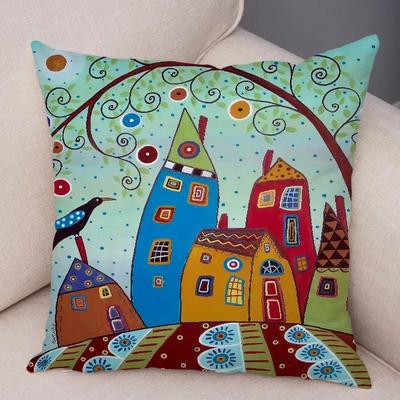 Heimdeko Schlafzimmer Retro Landhausfarbe Urban Sofa Kissenbezug Auto Cartoon Haus Kissenbezug