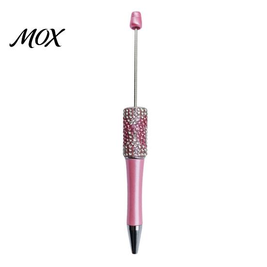 Sparkly Bow Pen Diamond Beadable Pens, Bling Rhinestone Beaded DIY Plastic Bead Pen, Crystal Stylish Desk Accessory Shaft Black Ink Ballpoint Pens for