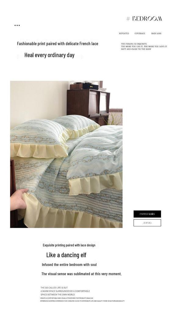 Spring/Summer Small Floral Lace Bedspread Set: 4-Piece, Skin-Friendly, Soft Imitation Cotton for Single Bed