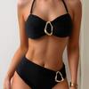 Women's Detachable Shoulder Back Tie High Waist Sexy Split Bikini Swimsuit