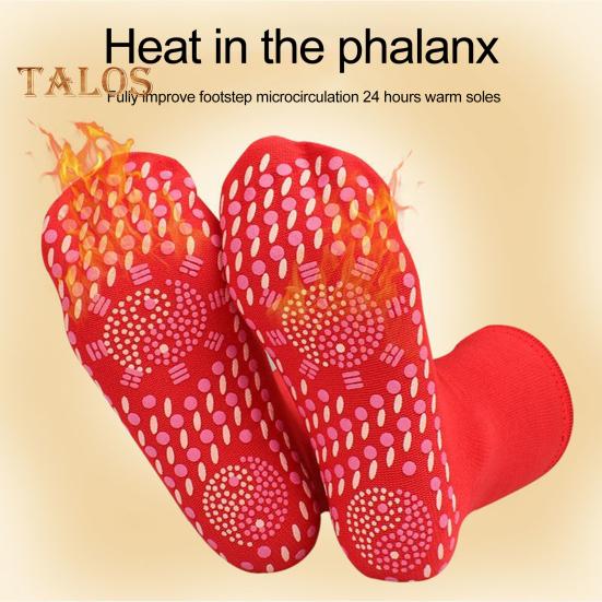 1 Pair Winter Heated Socks Particle Sole Massage Promote Circulation Self-heating Socks Mid-tube High Elasticity Warm Slipper Socks