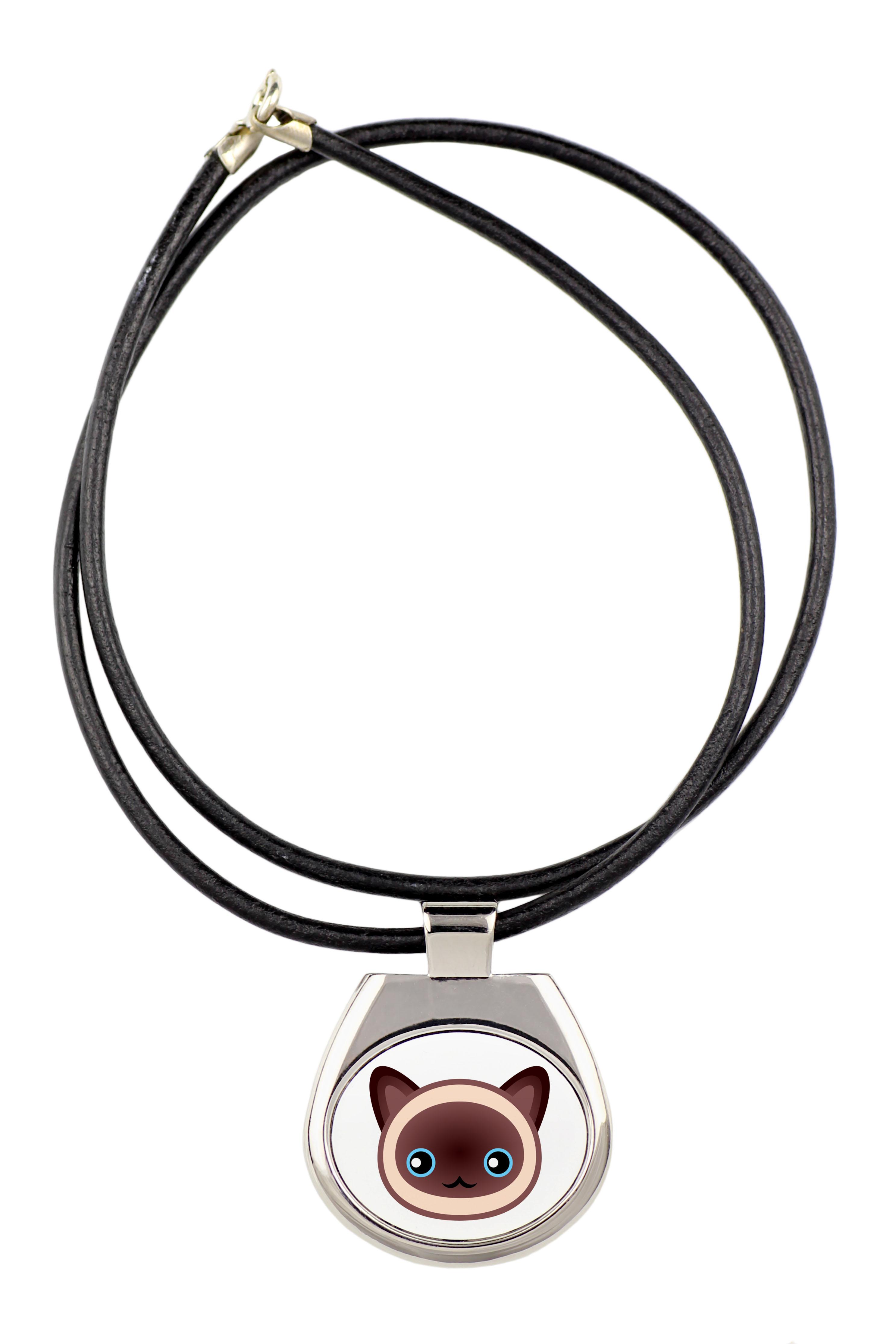 

Siamese - pendant necklace with graphic on a chain strap by Art-Dog brand