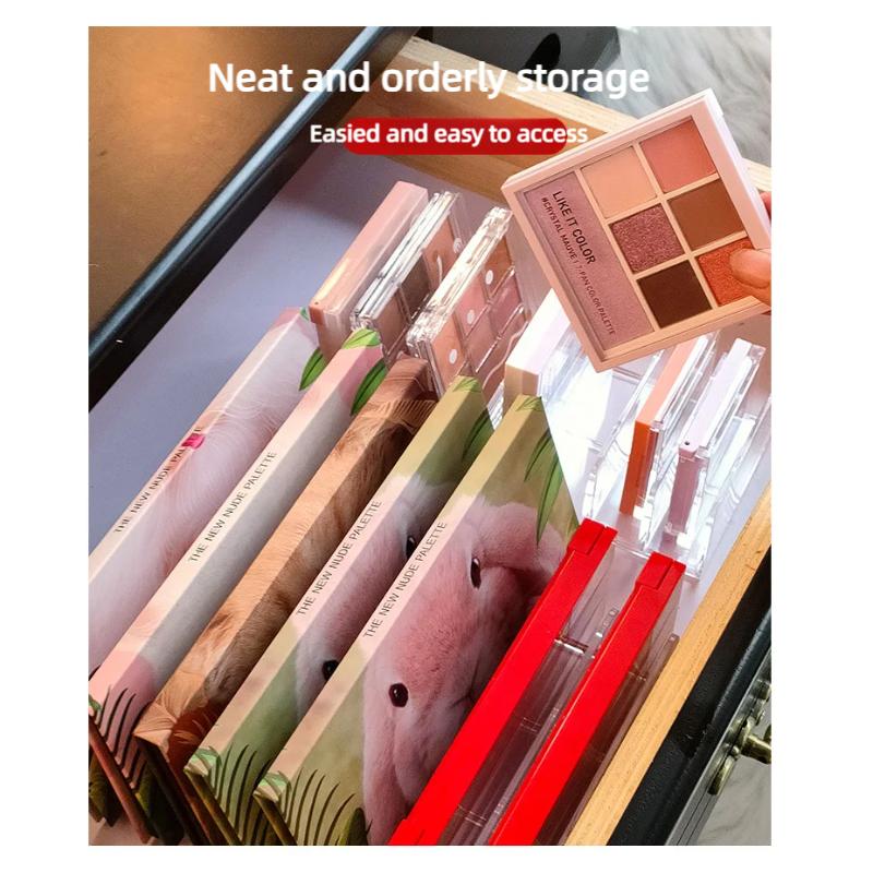 7-Compartment Transparent Makeup Organizer for Eyeshadow Palette and Cosmetics, Vanity Table and Bathroom Countertop Storage Box