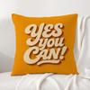 Slogan Yes You Can Cushion Cover Natural Linen Pillowcase Set AllinOne Decor Cushion Cover for Sofa Bedroom Chair