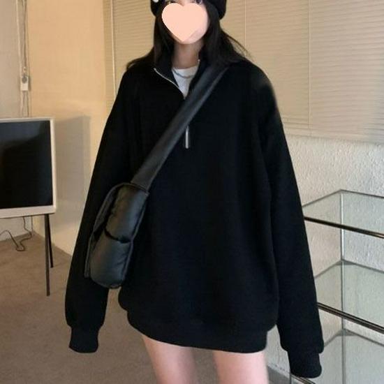 

Women s Gray Polo Sweatshirt - Autumn/Winter 2025 Lazy Style, Loose Mid-Length Trendy Coat XL