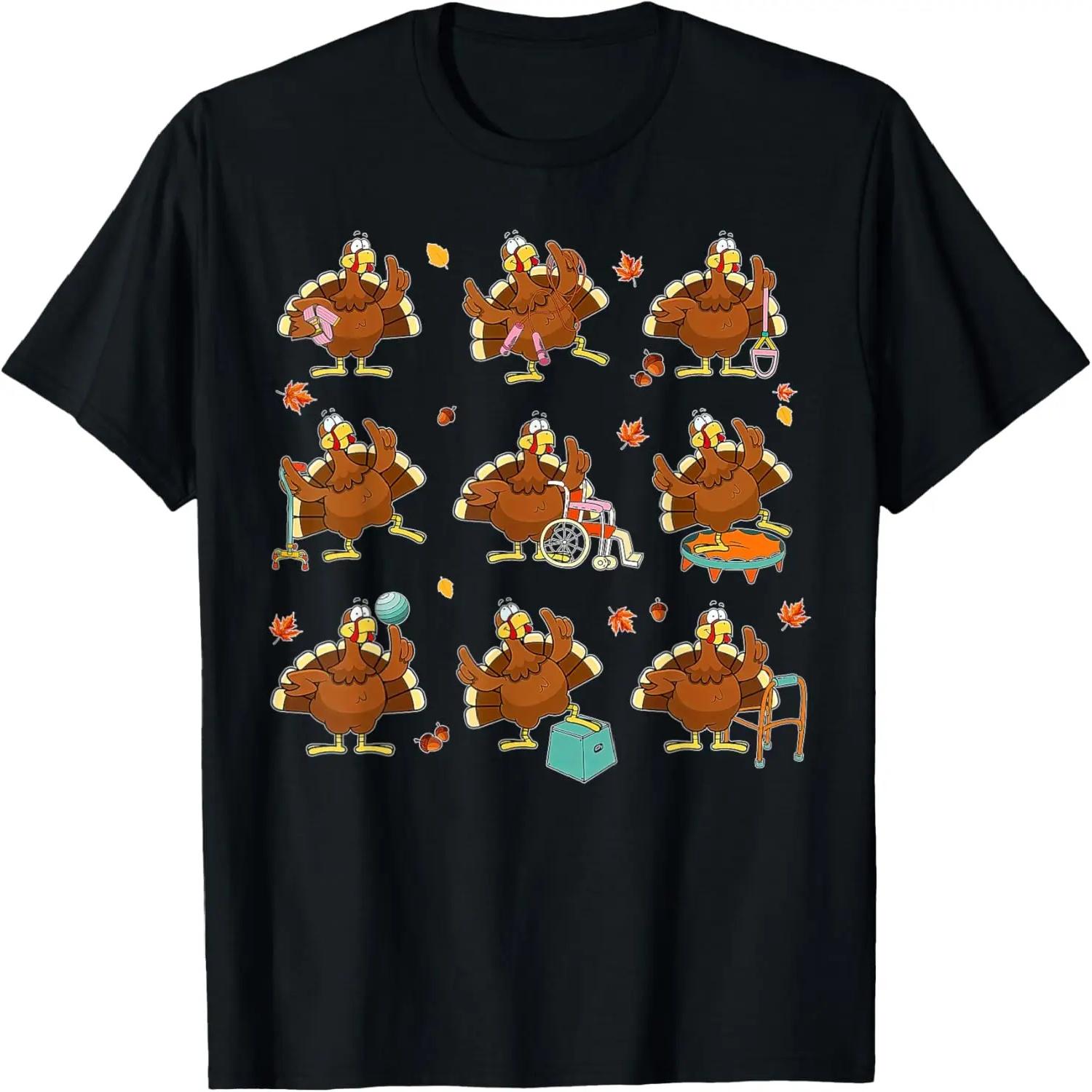 Cute Turkey Physical Therapy PT PTA Fall Autumn Thanksgiving T-Shirt S
