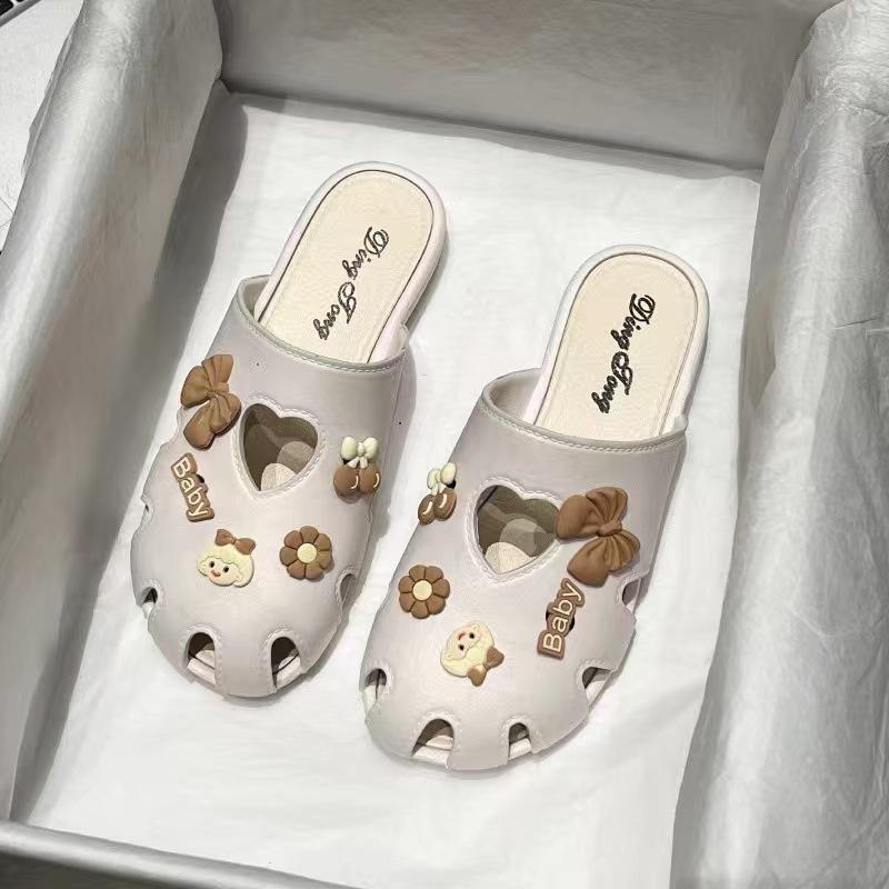 Women's summer flip flops Korean fashion home soft soled student cartoon half slippers