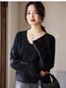 Early Autumn V-Neck Crochet Lace Wool Sweater – 100% Wool, Loose Fit, Long Sleeve for Women