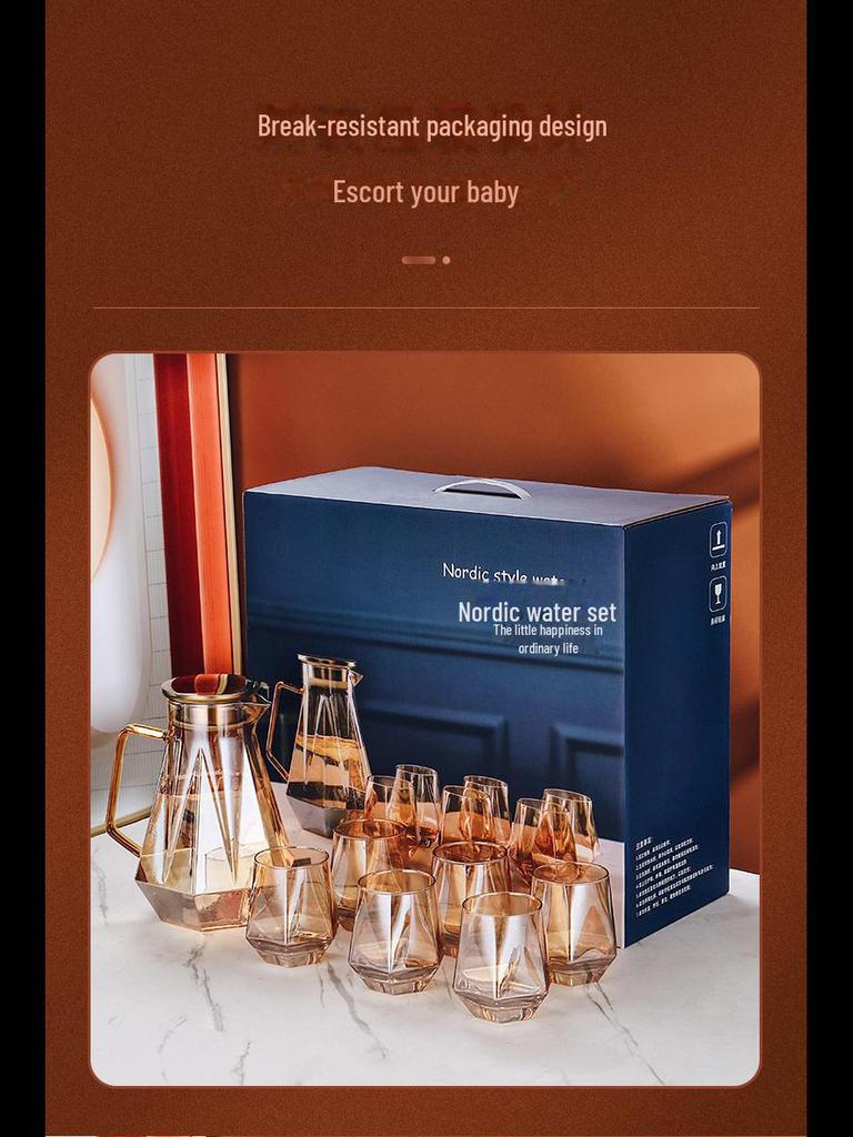 Set cadou cu apă din pahar: Fierbător, cești și ceașcă de ceai pentru casă și sufragerie