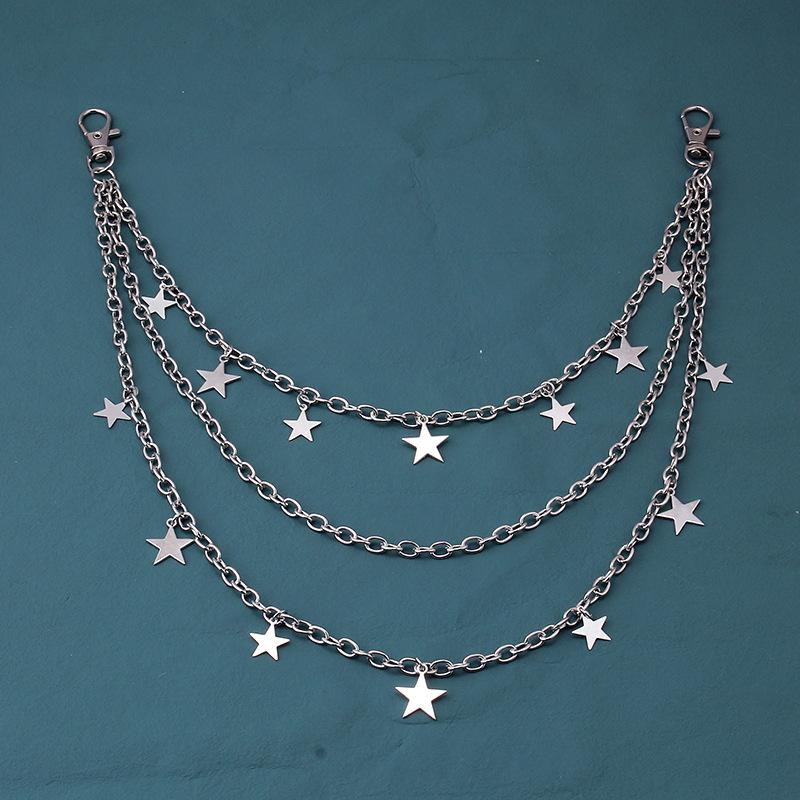 New Versatile Pentagram Pendant Chain Trendy Hip Hop Jeans Waist Chain Fashion Accessories