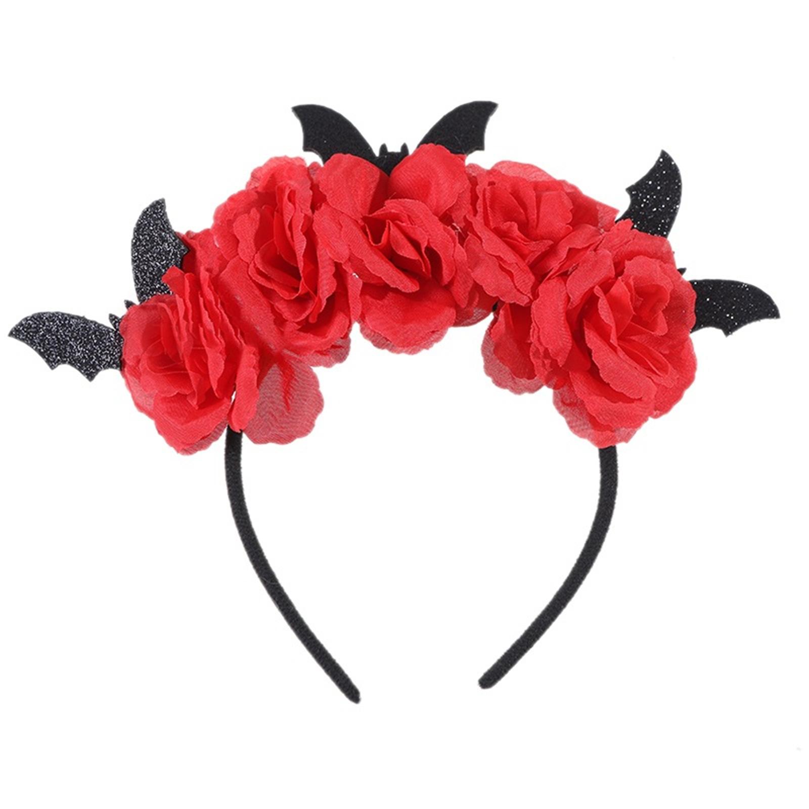 

Fairy Flower Headband Costume Cosplay Accessories Devil Headdress with Black Rose Party Wear Gift for Boys Girls червоний