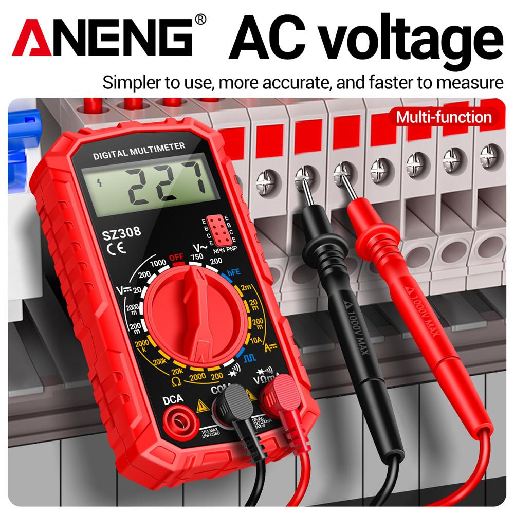 2026 Multifunctional Digital Multimeter AC/DC Current Voltage Resistance Meter Meter Electrician LCD Backlight Ohm Square Wave Test Tools ANENG SZ308