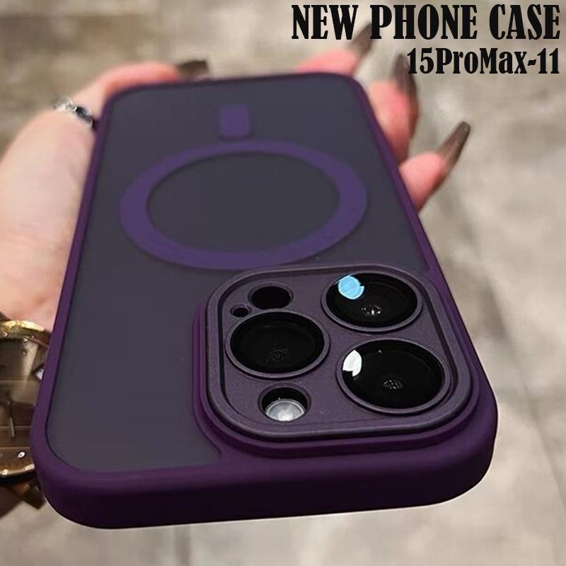 

Роскошный магнитный металлический защитный бампер для объектива iPhone 15 11 12 13 14 Pro Max 14 Plus для беспроводной зарядки Magsafe, твердая задняя прозрачная крышка