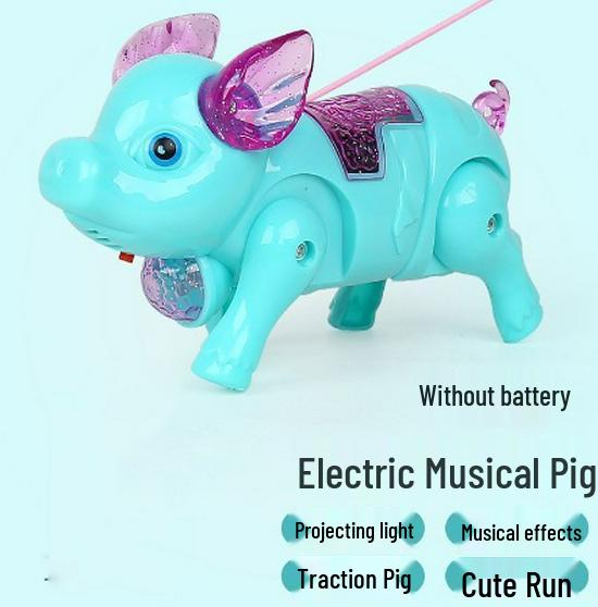 

Новый поводок для игрушек: Электрическая ходячая и светящаяся музыкальная свинья