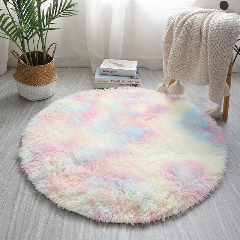Silk Hair Carpet I Living Room Dirty Resistant Easy Care Coffee Table Mat Home Bedroom Round Non-Slip Rugs