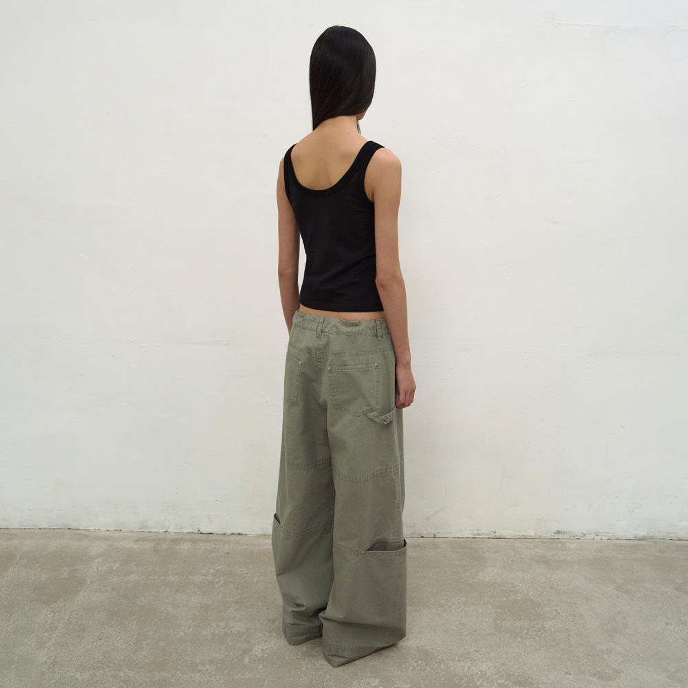 LCDC™ Washed String Wide-Leg Trousers (Khaki)