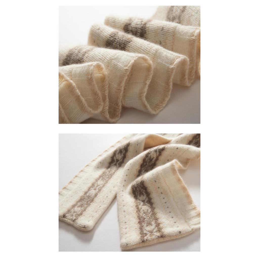 Classic Retro Jacquard Cashmere Knit Snood Shawl - Women's Warm Fashion Outerwear Scarf