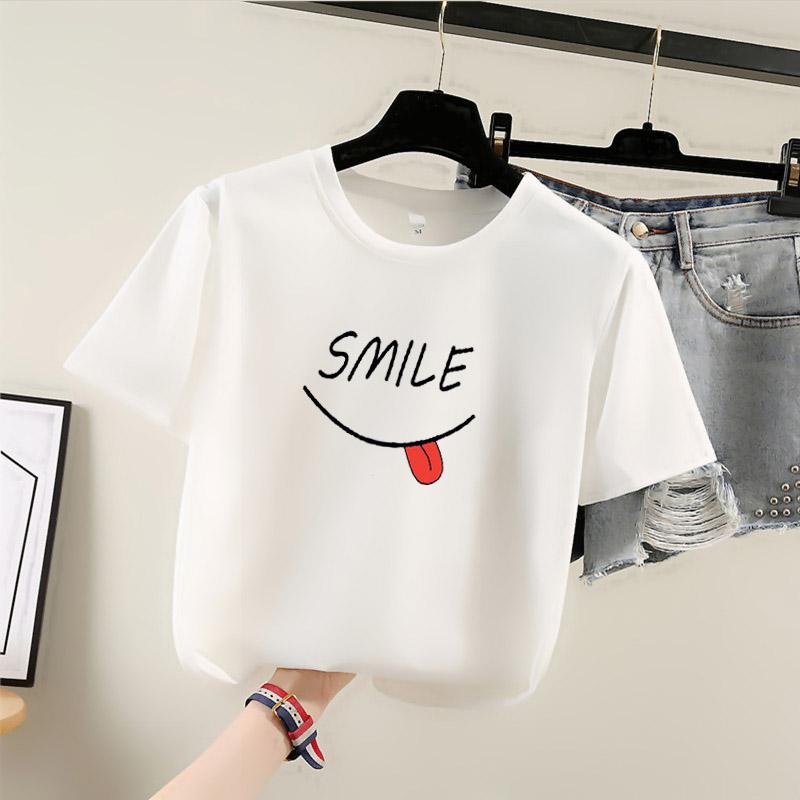 2025 Summer Casual loose student T Shirt Women's Y2k Tops Harajuku funny letter print Short Sleeve T-shirts for Women