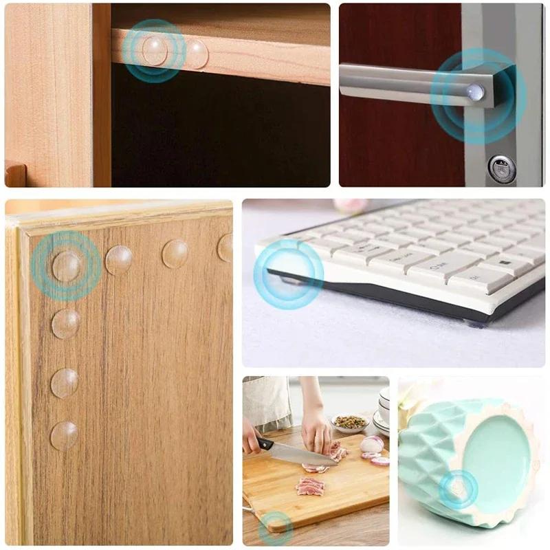 300/100pcs Silicone Cabinet Door Bumpers Clear Self-Adhesive Drawer Stop Bumper Pads Furniture Protective Buffer Doors Wall Stop
