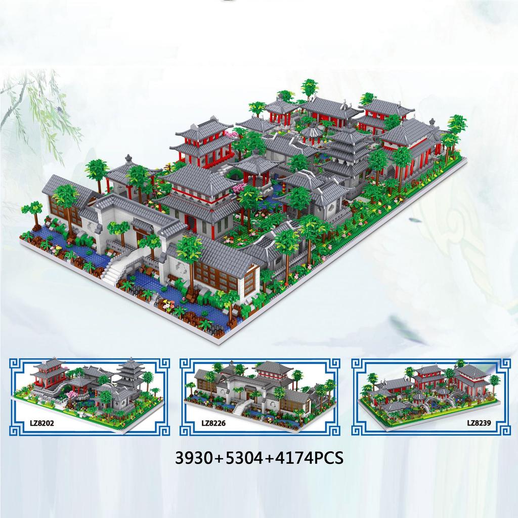 Classical House China Traditional Architecture Micro Diamond Block 3In1 Suzhou Gardens Creative Building Brick Toys Nanobricks