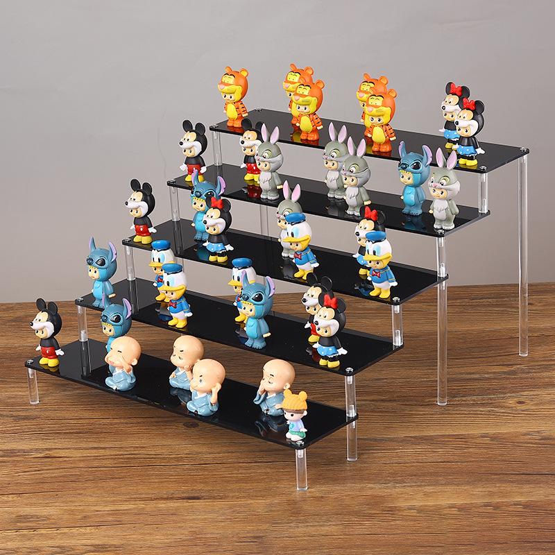 Black Handmade Toy Display Rack 1/2/3/4/5 Layer Ladder Shelf for Building Block Model Doll Office Cosmetics Storage