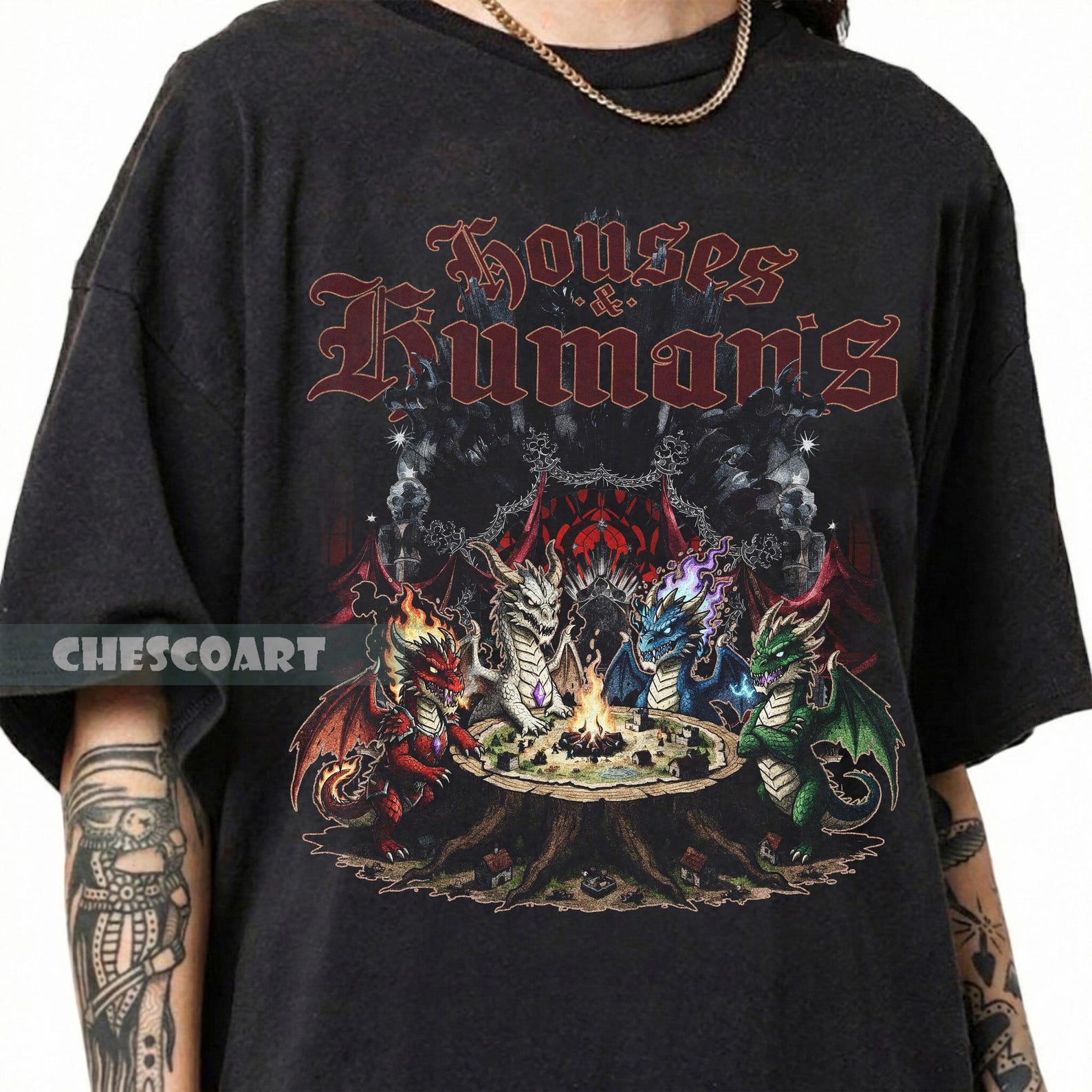 Comfort Colors Houses and Humans D&D Shirt, Dungeons and Dragons Gift Tee, Funny T-Shirt 4XL