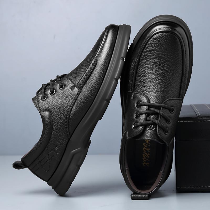 Nuove Scarpe da Uomo in Vera Pelle Piatte Moda Scarpe Casual da Uomo Uomo Morbide Comode Allacciate Nere