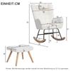 Rocking Chair Stool, Armchair Recliner Rocking Armchair & Headrest, Padded Rocking Chair, Bedroom Balcony, Metal Frame, Teddy, White