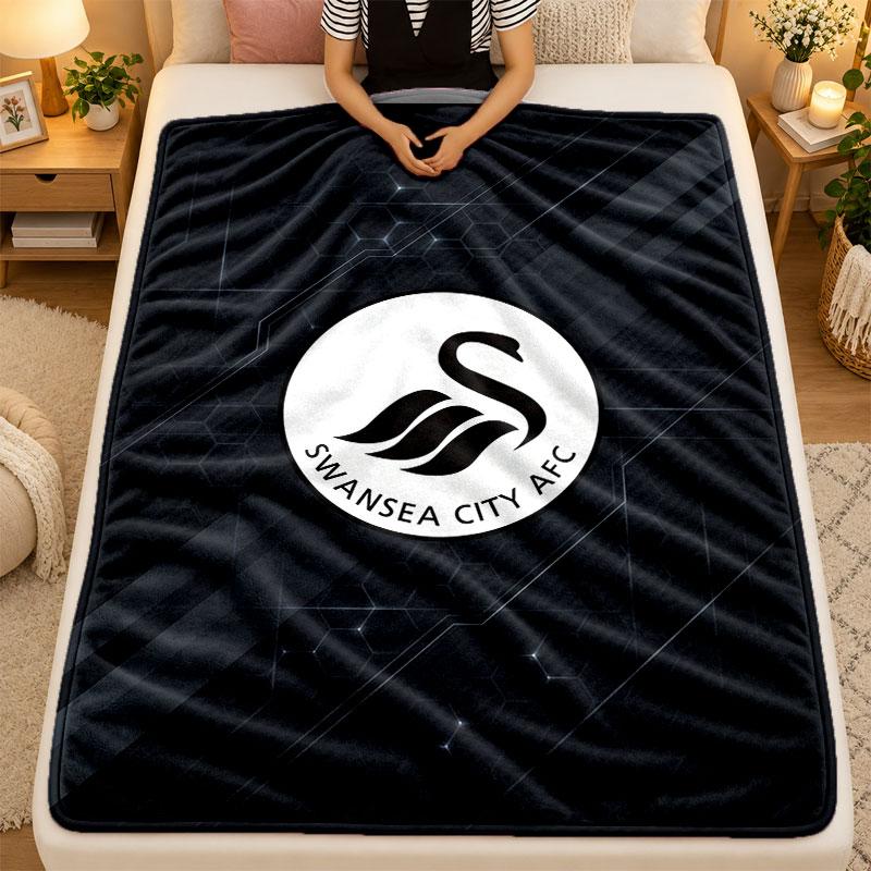 Flannel BlanketSwansea City Warm Soft Throw Blanket for Indoor Sofa Bed Living Room Use