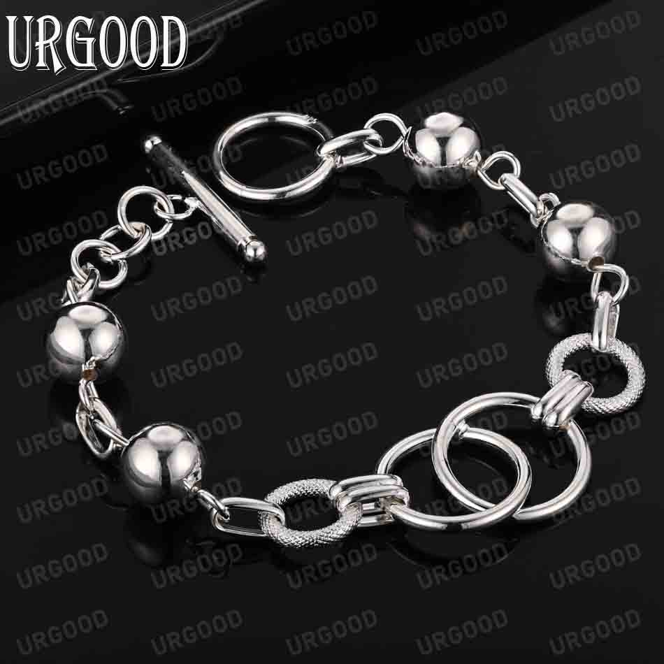 925 Sterling Silver Multi Circle Ball Smooth Bead Chain Bracelet Fashion Wedding Jewelry