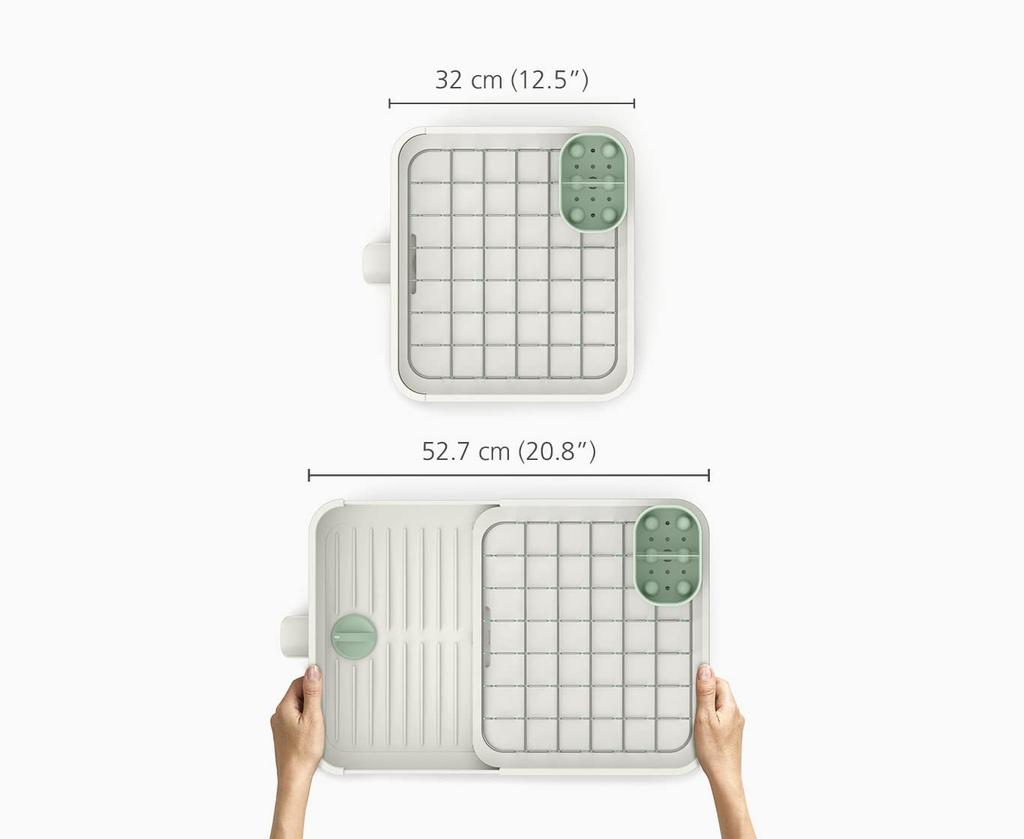 Joseph Joseph Extendable Dish Drainer, Stone/Sage, 851652 (Authentic)