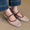 Summer Vintage Woven Mary Jane Flats Super Soft Mesh Anti-Slip Wear-Resistant Round Toe Shallow Strap Single