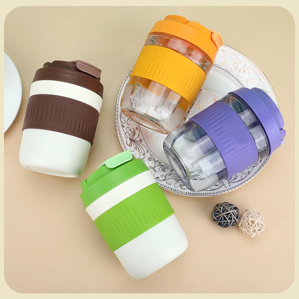 400ML/500ML Glass Water Bottle Transparent Milk Juice Cup Outdoor Portable Leakproof Drinkware Tea Water Glass Bottle Drinkware