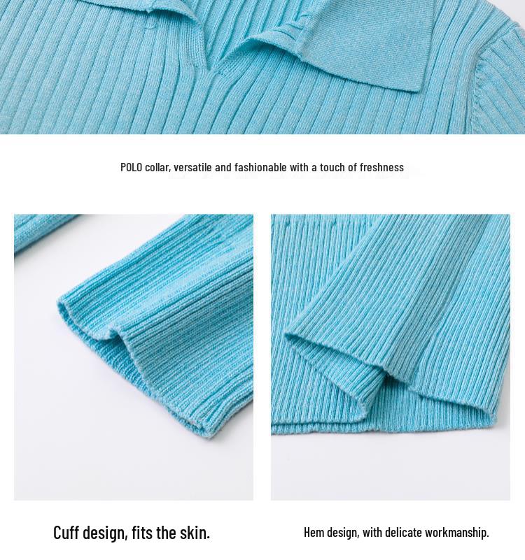 Women's Polo Collar Knitted Base Shirt, Autumn/Winter 2025, New Design Niche Loose Long Sleeve Sweater Top