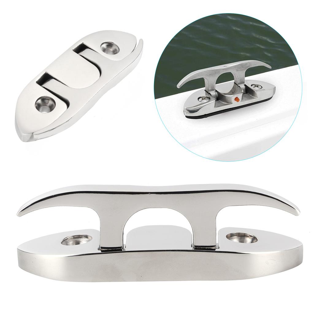 Folding Cleat Stainless Steel Flip Up Dock Cleat for Mooring Boat Kayak Marine 4.7in