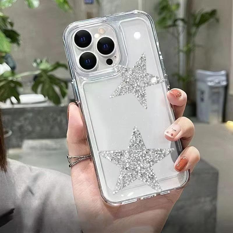 Transparent Shiny Star Pattern Phone Case For Xiaomi Mi 17 Pro 15 14 13 12 11 Lite 5G Mi 15 T Pro 14T 13T 12T Clear Bumper Cover