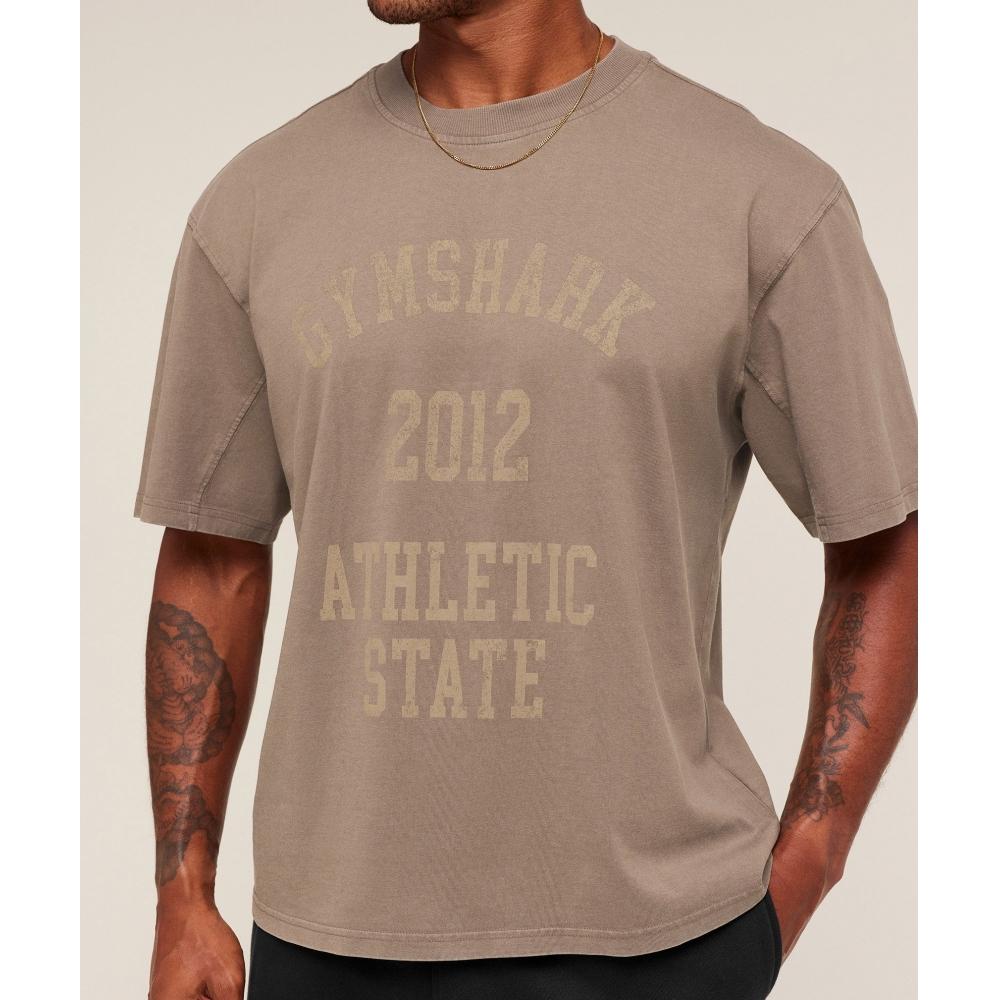 Gymshark CollegiaTe Washed T shirT sofT Brown A3b5o Nbzv