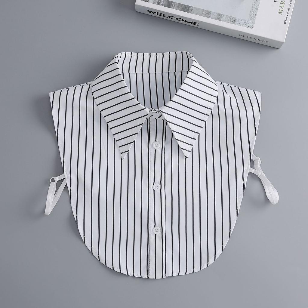 Striped Shirt Detachable Collars for Women White Lapel Blouse Tops Ladies Lapel Necklace False Collar Clothing Decorative