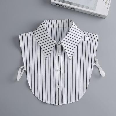 Striped Shirt Detachable Collars for Women White Lapel Blouse Tops Ladies Lapel Necklace  False Collar Clothing Decorative
