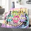 Kawaii Bubu Print Flannel Blanket High Quality Warm Comfortable Cover for All Seasons Perfect for Gifts Home Decor